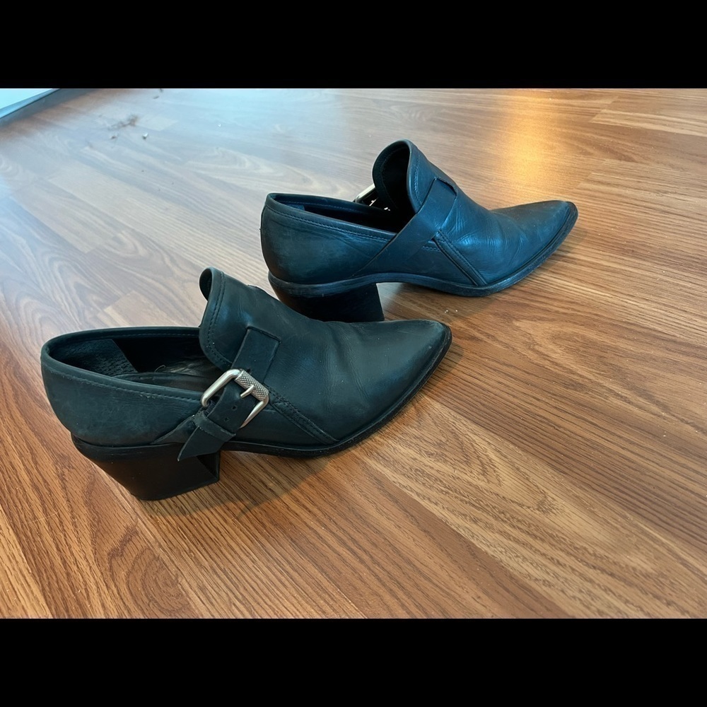 AlISaints Women's Jessie Block Heel Shoes Dark Blue Size 38